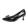 Sexy Bow Square Toe Pumps French Patent Leather Shallow Strange Style Heels Stiletto 2025 Spring New Ladies Wedding Shoes