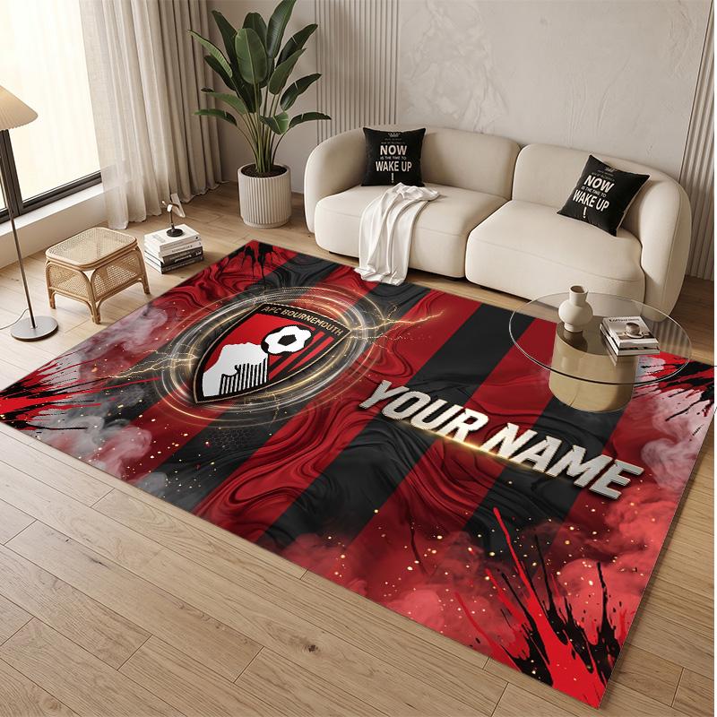 Personalized Crystal Velvet Carpet Bournemouth Football Pattern Non Slip Floor Rug