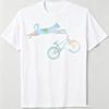 Gradient Watercolor Cat Riding BMX Bike Graphic T Shirt Premium Soft Cotton Short Sleeve Unisex Street Casual Animal Print Tee