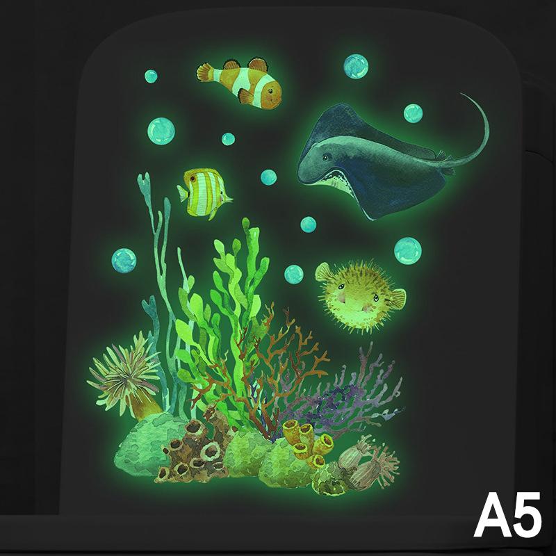 

Светящаяся в темноте наклейка на унитаз с изображением морских рыб, Декор для ванной комнаты, Самоклеящаяся и съемная, Декор для стены гостиной дома A5