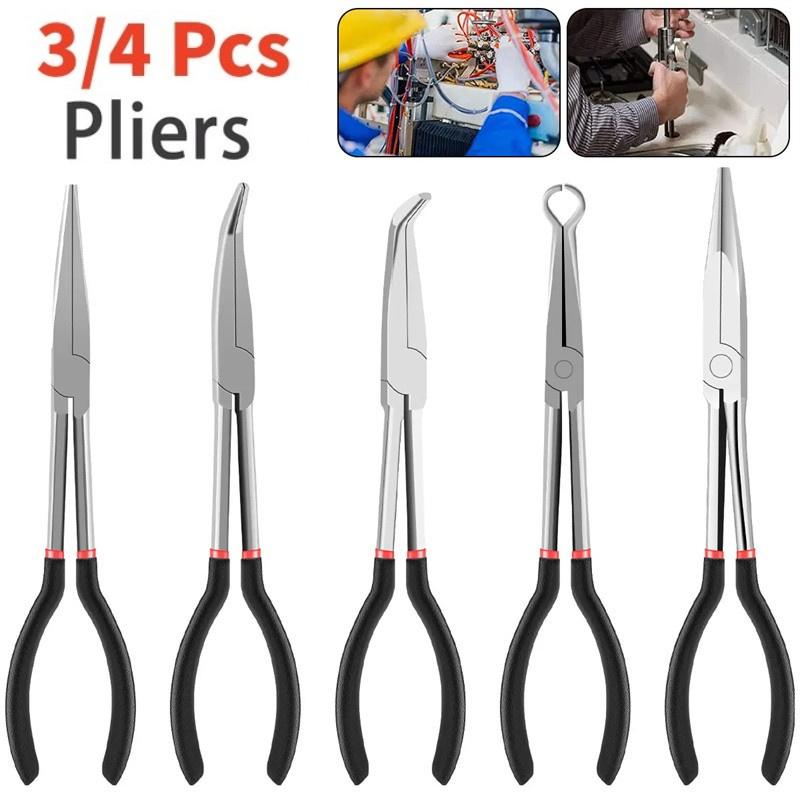 1pc 11-inch High Quality Long Nose Pliers with Curved and Straight Tips - Ideal for Industrial, DIY Applications and Car Repair