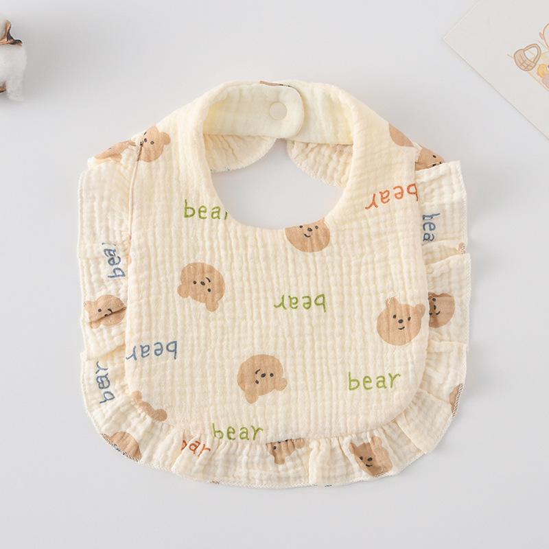 Ruffle Baby Drool Bibs: Pure Cotton Printed Lace Bibs