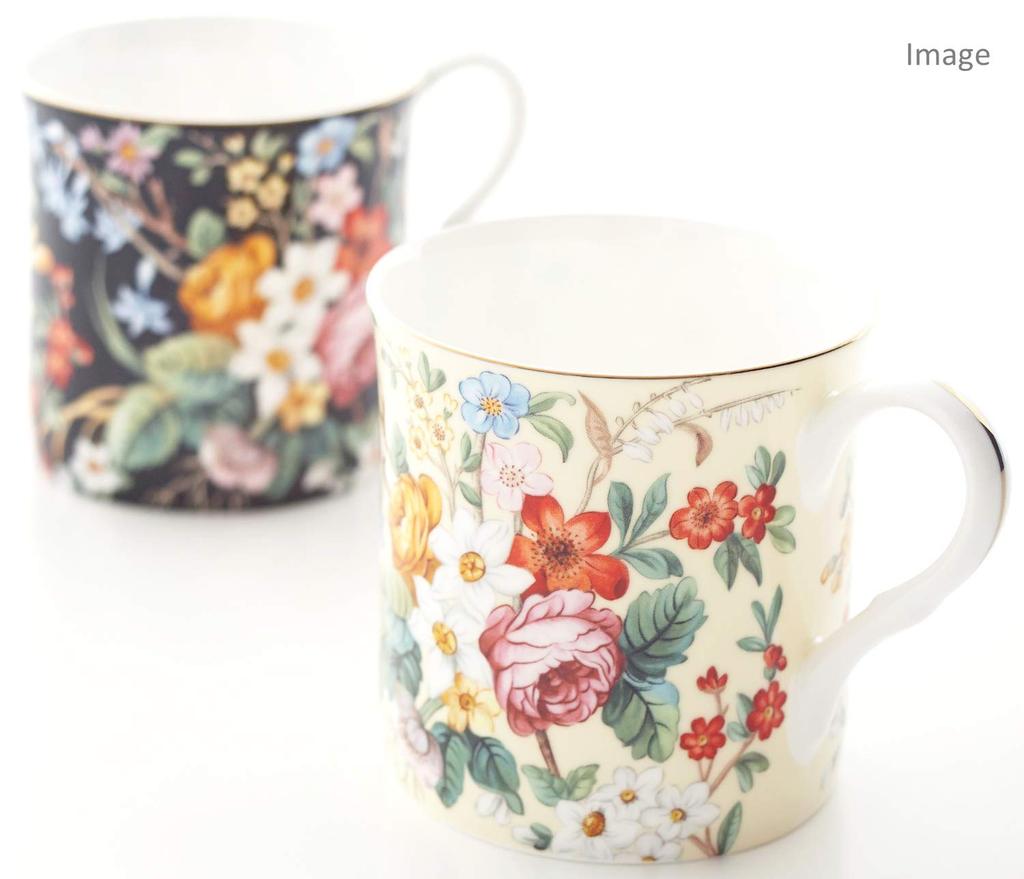 Royal Arden Flower White Bone China Mug, Microwave Safe, 300ml