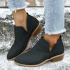Women's Ankle V Cut Short Boots, Hollow Out Chunky Heel Pointed Toe Shoes, Women's Footwear