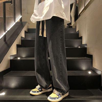 Jeans American Retro a Gamba Larga da Uomo - alla Moda, Larghi, Taglio Dritto per Primavera e Autunno