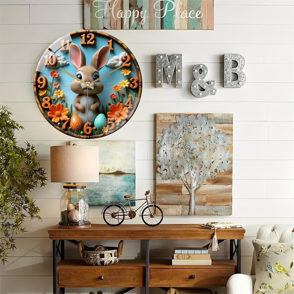 Large 12 Inch Glass Wall Clock Requiring No Complicated Setup or Instructions