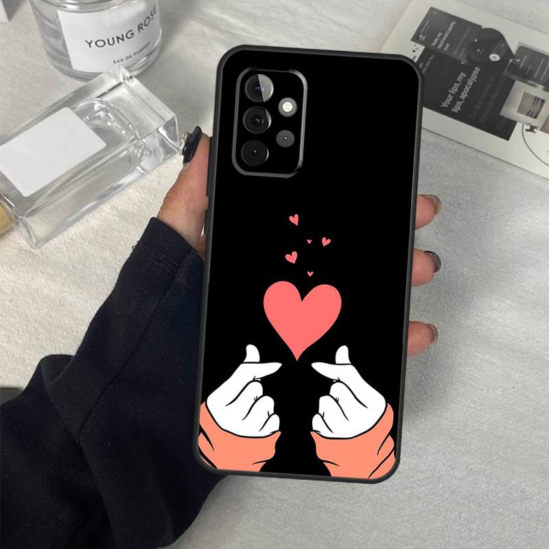 Kpop Hand Finger Heart Case For Samsung Galaxy A55 A35 A15 A52 A32 A12 A16 A26 A36 A56 A53 A33 A13 A14 A34 A54 A17