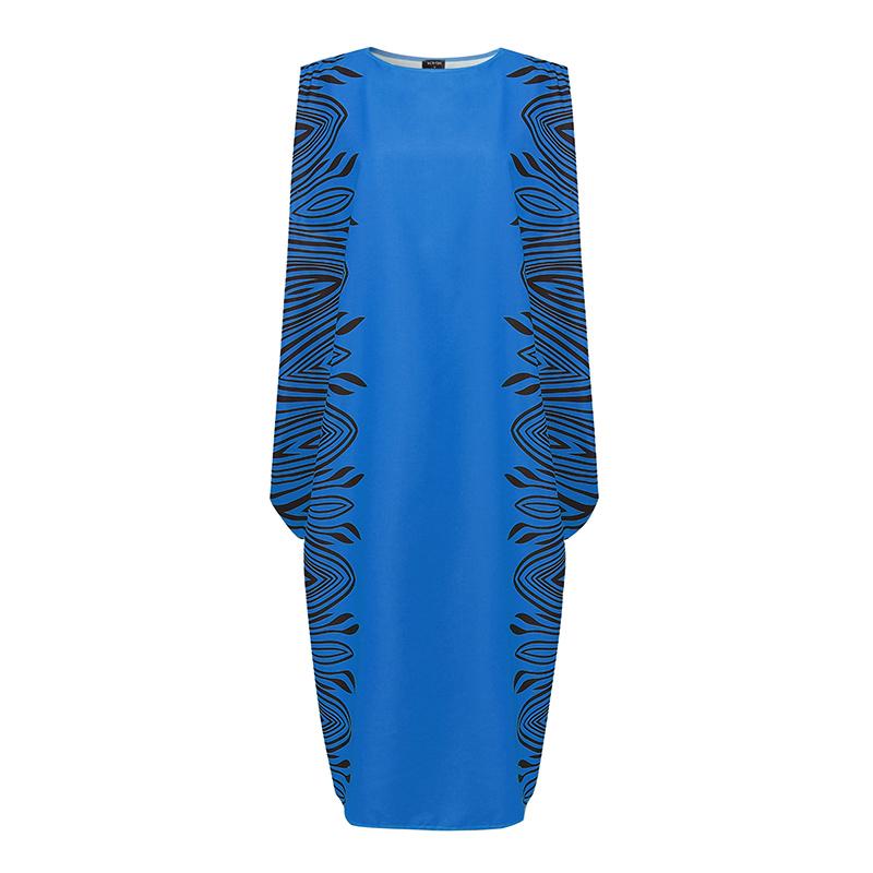 

Женские платья больших размеров, оверсайз, с круглым вырезом, без рукавов, с принтом, повседневные, свободные, макси 5XL синий
