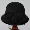 Hats for Women Warm Wool Woolen Hats for Autumn Winter Mother's Temperament Round Top Hats Elegant Retro Mesh Flower Fashion Hats