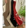 Retro Polyester Knit Tote Bag for Women Bow Woven Shoulder Handbag KTB