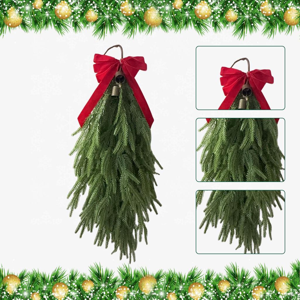 Christmas Teardrop Swag Door Artificial Pin Wreath Backdrop Indoor Outdoor Greenery Leaves for Home