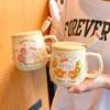 Mug with Lid Spoon for Girls Cute Ceramic Cup Children's High Value Water Cup Dormitory Coffee Breakfast Cup Men