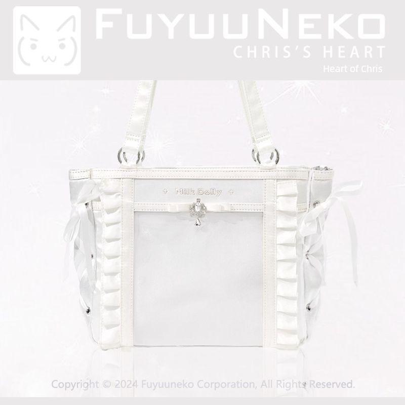 

Floating Cat Original Chris Heart Cartoon Backpack Large Capacity Snack Ribbon Cartoon Backpack White