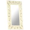 Hand Carved Mirror White 80x50 cm Solid Mango Wood