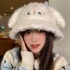 Sweet and Cute Rabbit Ear Plush Bucket Hat Women's Autumn and Winter Cold and Warm Versatile Face Small Ear Protector Basin Hat