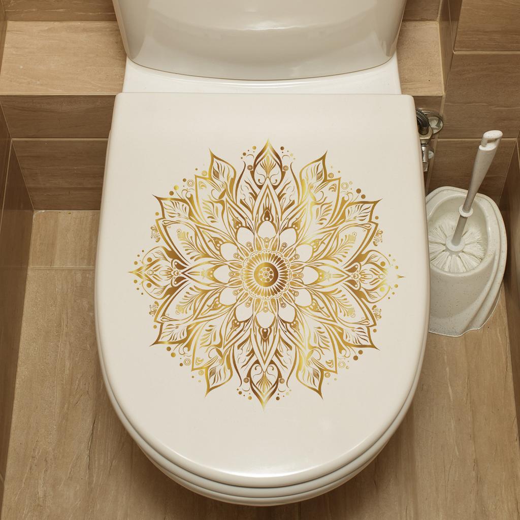 Self-adhesive Removable Waterproof Toilet Stickers Mandala Gold Foil Light Luxury for Bathroom Toilet Seat Decor