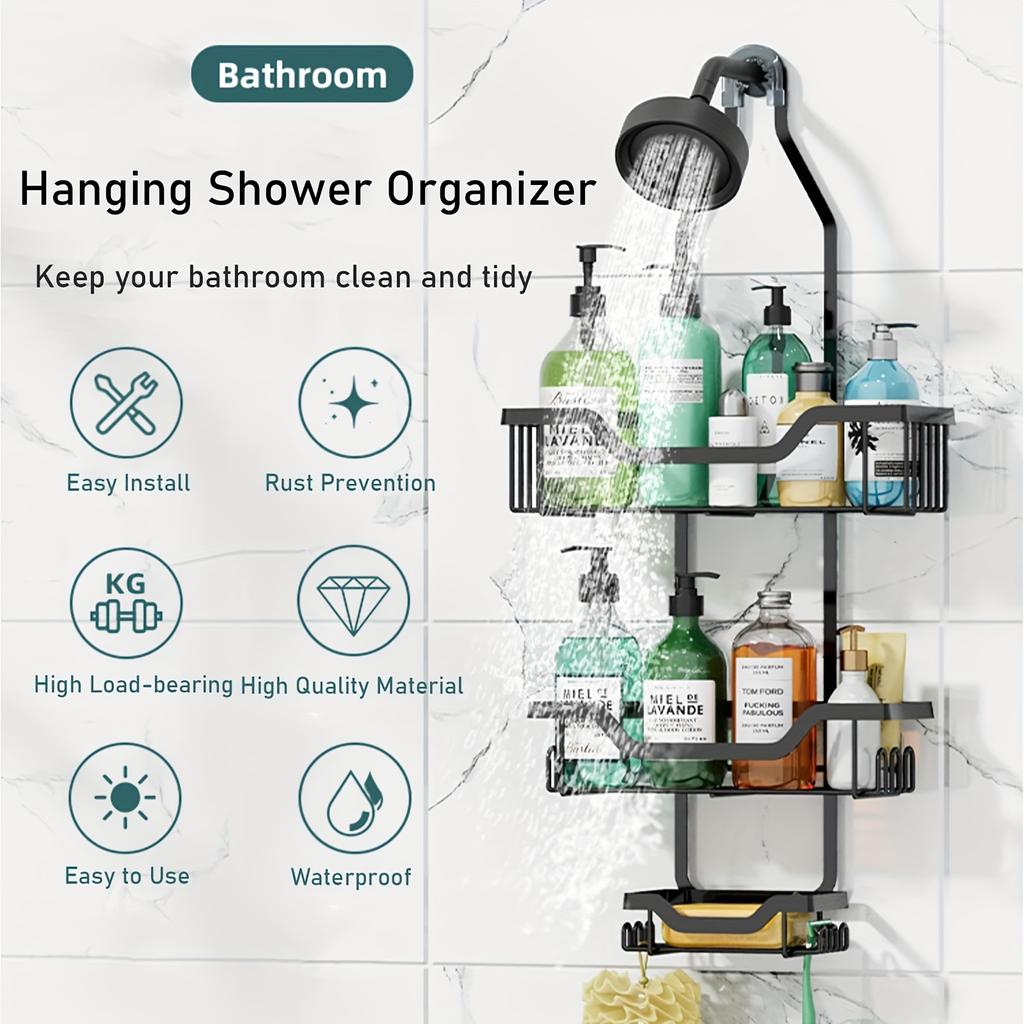 1 Stück Badezimmer-Duschkopf-Aufhänger, Badewannen-Organizer für Shampoo-Zubehör, 3-stufiger Dusch-Organizer