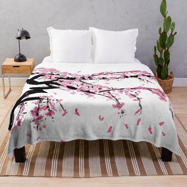 Cherry Blossom Themed Blanket Bedroom Warm Flannel Blanket Girls Room Decoration Blanket