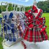 Pet JK Plaid Dress With Harness Loop Small Dogs Cats Teddy Bichon Corgi