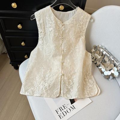 Vest Spring and Summer Thin Embroidered Vest Vest Retro Sleeveless Vest Top