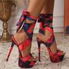 Fashion Hot Sexy 16Cm Thin High Heel Sandals for Women Peep Toe Platform Broad Band Crossover Stiletto Party Stripper Pole Dance Shoes