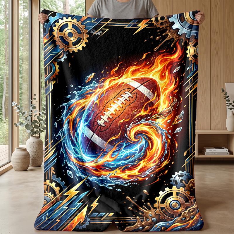 Stars and Football Magic Theme blanket Lightweight Warm Flannel Blanket Decorative Throw Blanket for Home Decoration