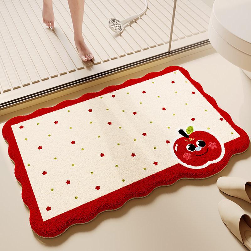 Cartoon Puppy Imitation Cashmere Floor Mat: Absorbent, Insulating Door Mat for Shower Room