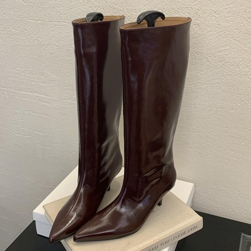 Fashion Winter New Fashion Knee-High Boots Women Pointed Toe Thin Low Heel Elegant Casual Ladies Pumps Shoes Long Botas Mujer