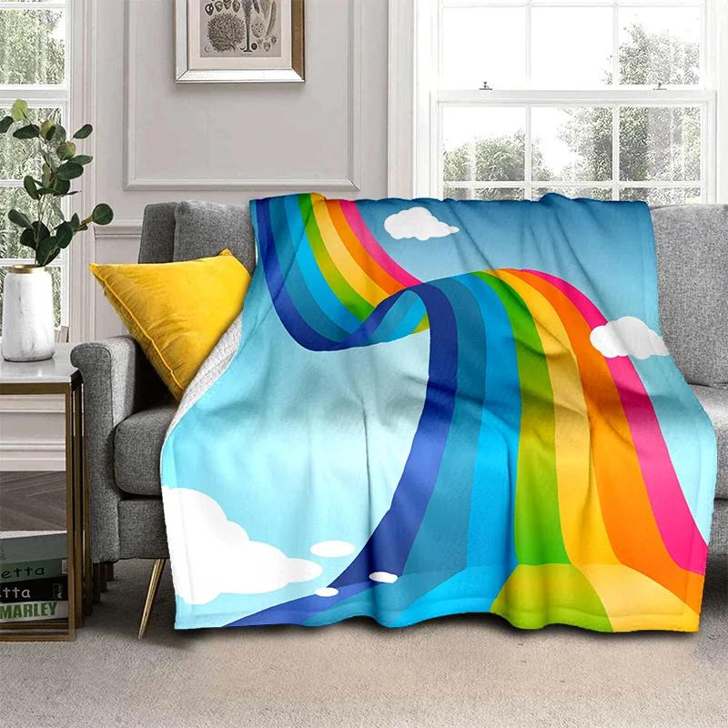 Coperta Cartone Animato 3D Colori Arcobaleno Illusione, Morbida Coperta da Divano per Casa Camera da Letto Letto Divano Picnic Viaggio Ufficio Coperta per Bambini