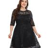 Stylish and Versatile Midi Dress In Plus Size with Semi-Sheer Sleeves