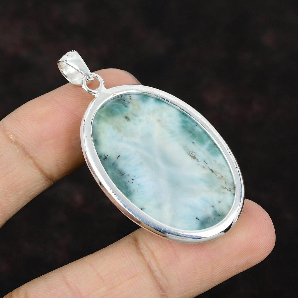 Larimar Gemstone Pendant Handmade Pendant 925 Sterling Silver Pendant Larimar Jewelry Elegant Pendant Anniversary Gift For Her Women Pendant