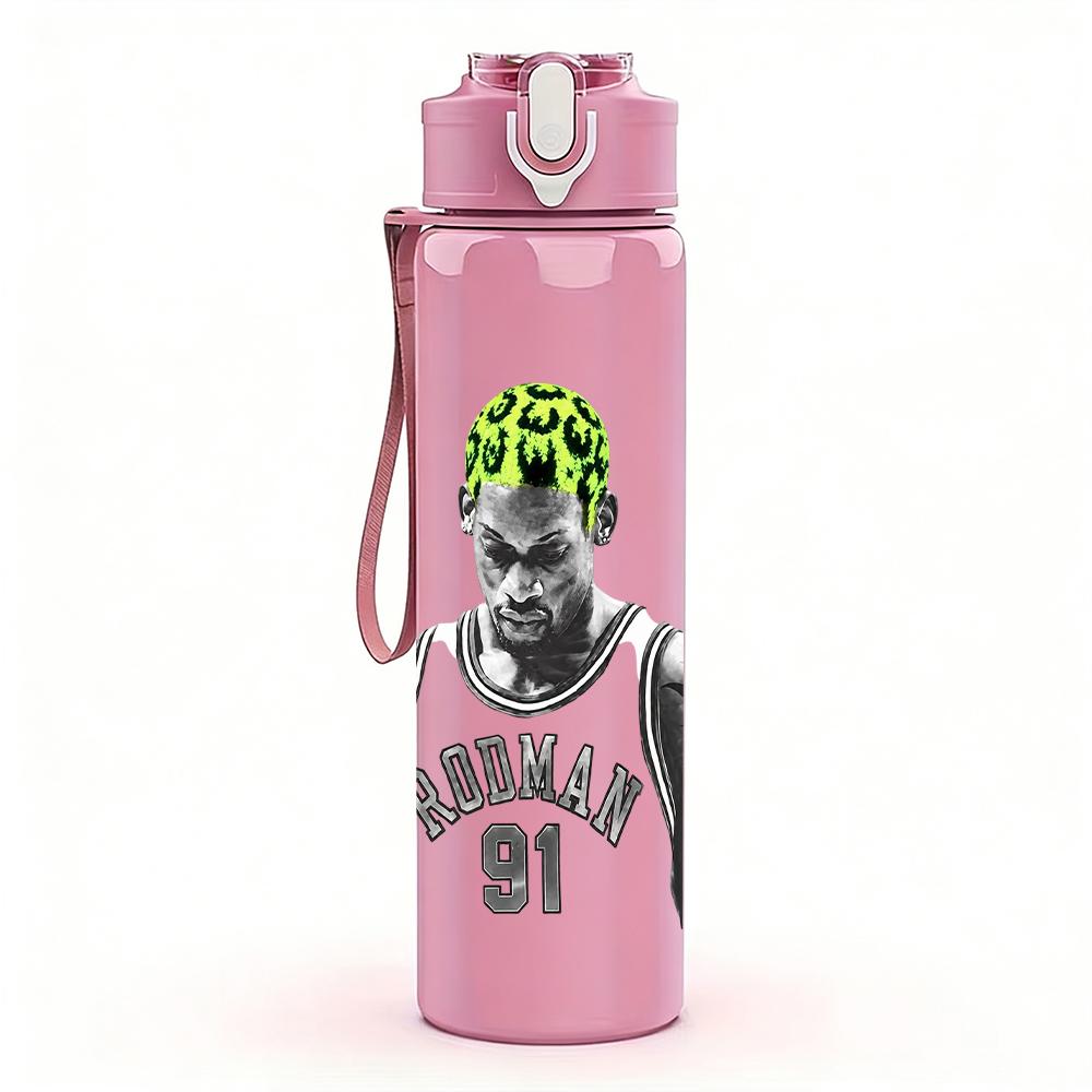 1PC Green Alien Monster Circular Cartoon Print 750ml Portable Sports Water Bottle Leakproof Gym Outdoor Travel Drink Cup