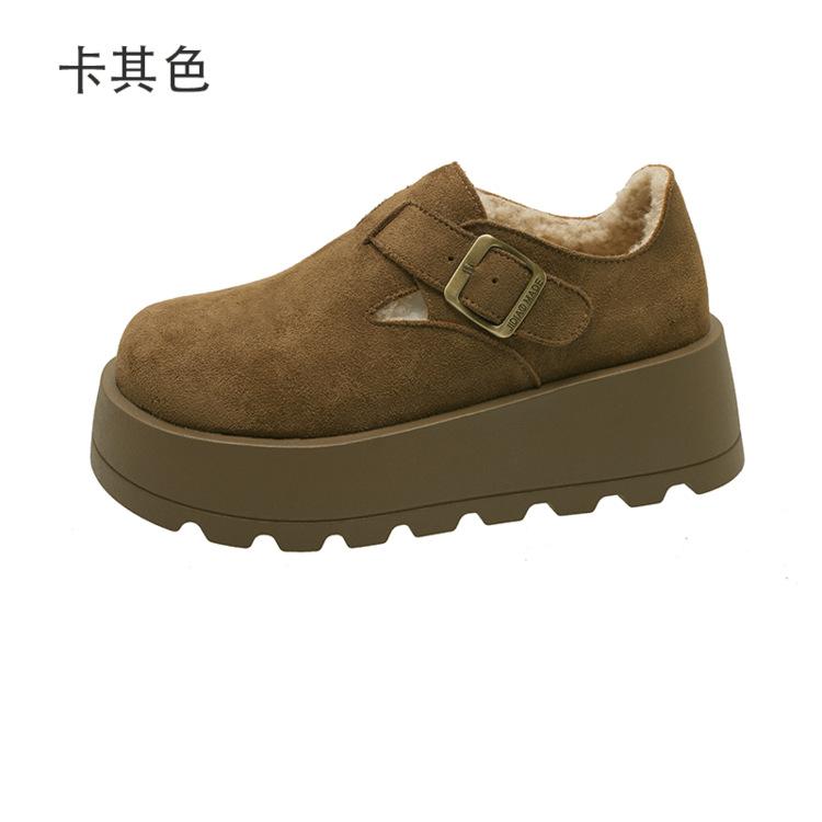 Soft Leather Version~ Platform-soled Boken Shoes Women's 2025 Winter New Velvet Warm Comfortable Fashion Matte Casual Cotton Shoes