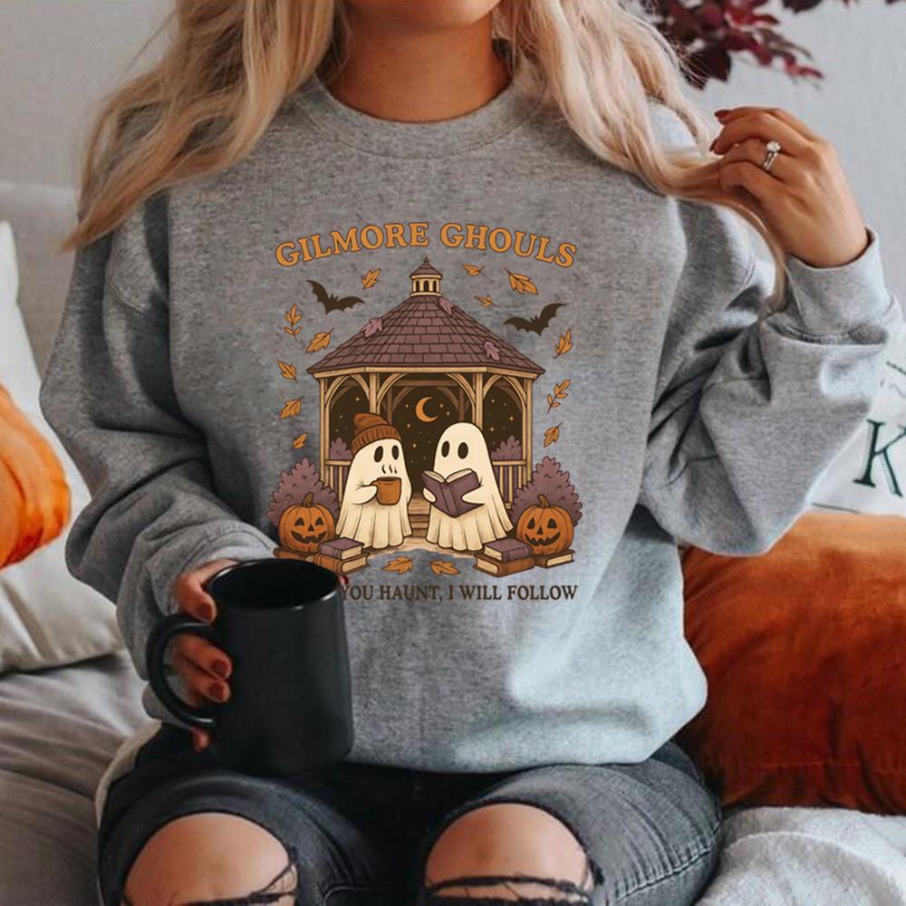 Gilmore Ghouls Sweatshirt Niedliches Geist Halloween Sweatshirt Unisex Grafik Hoodies Gruseliges Herbstshirt Lässige Langarm Pullover