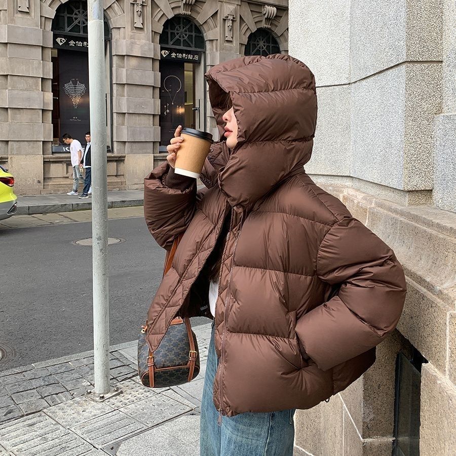 Short down padded jacket 2025 new small winter coat hooded padded jacket thickened bread padded jacket