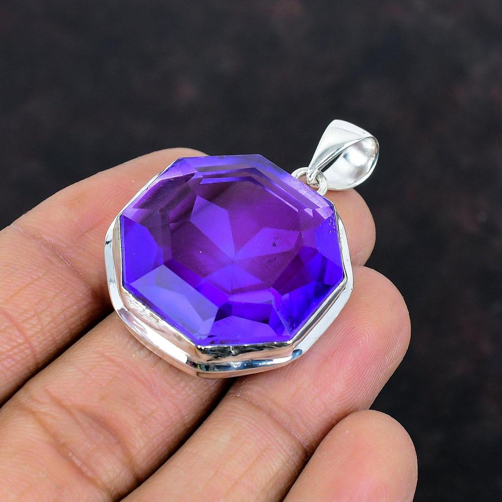 Faceted African Amethyst Pendant Gemstone Pendant Elegant Jewelry 925 Sterling Silver Pendant Handmade Pendant Gifts for Her Silver Jewelry