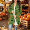 Damen Trendy Halloween-Print Langarm-Strickjacke Pullover für Lässige Herbstmode
