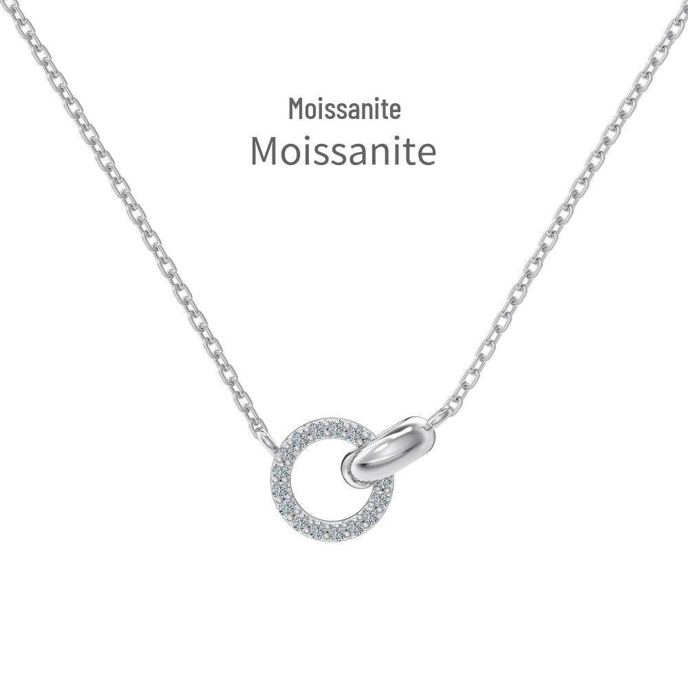 

Mo Sang S925 Sterling Silver Ring Necklace for Women, D-Color Inlaid, Sparkling and Exquisite Everyday Clavicle Chain. 925 Silver