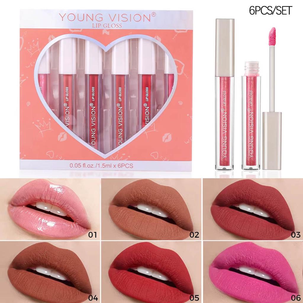 CmaaDu 6pcs/10pcs/set Velvet Matte Durable Waterproof Easy Non-stick Cup Texture Silky Saturation High Lip Gloss