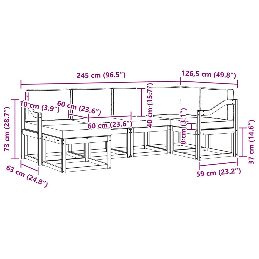 Outdoor Sofa Set with Cushions 6 pcs Natural and Anthracite