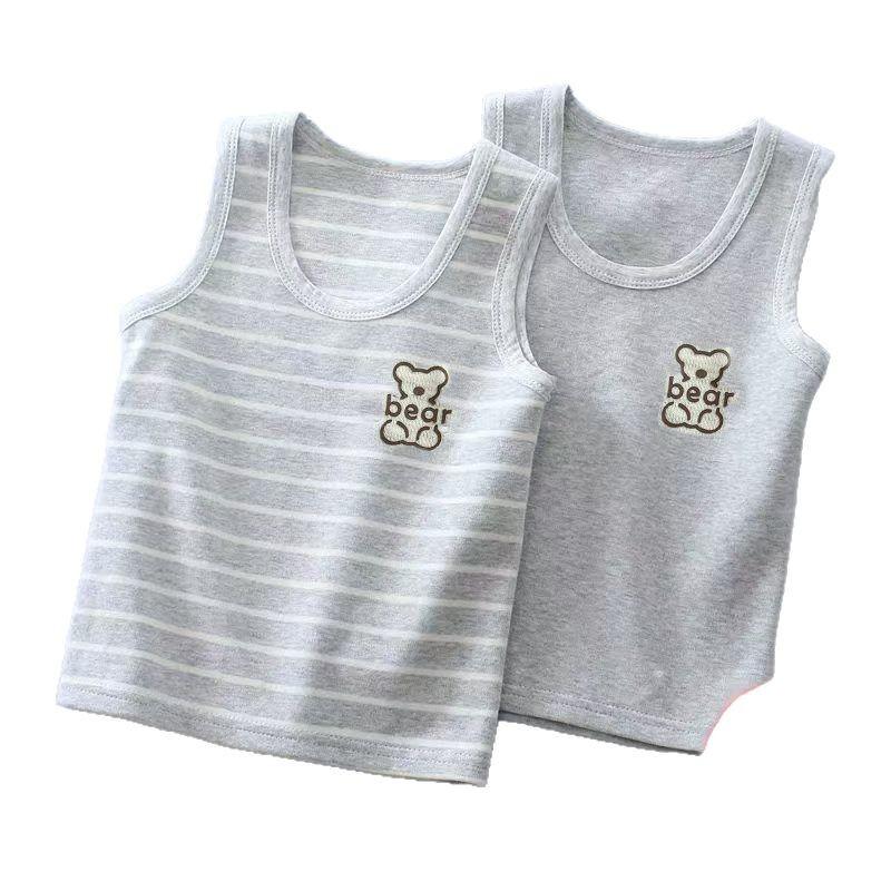 Children'S Vest Colored Cotton 7A Antibacterial Baby Vest Four Seasons Boys And Girls Bottoming Shirt Home Vest Single Top