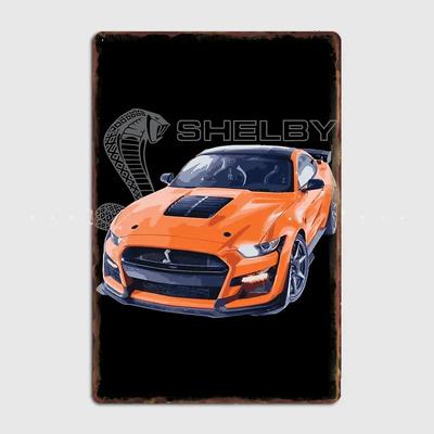 GT500 Mustang shelby cobra twister orange Poster Disegno Stampa Arte da Parete Pittura su Metallo Vintage Garage Cartello in Latta Decorazione Artistica Stanza