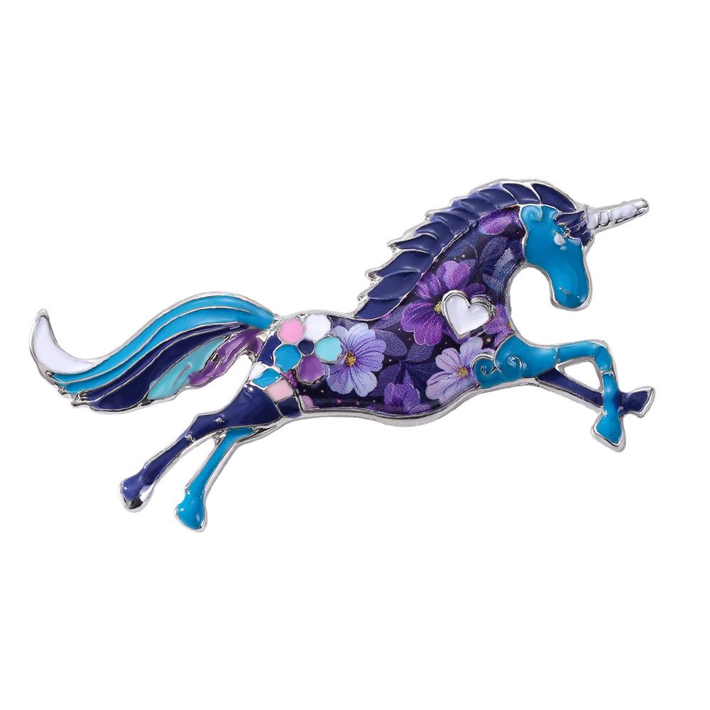 Cross-border new retro unicorn brooch fashionable super beautiful high-end pony painting oil animal pin brooch wholesale