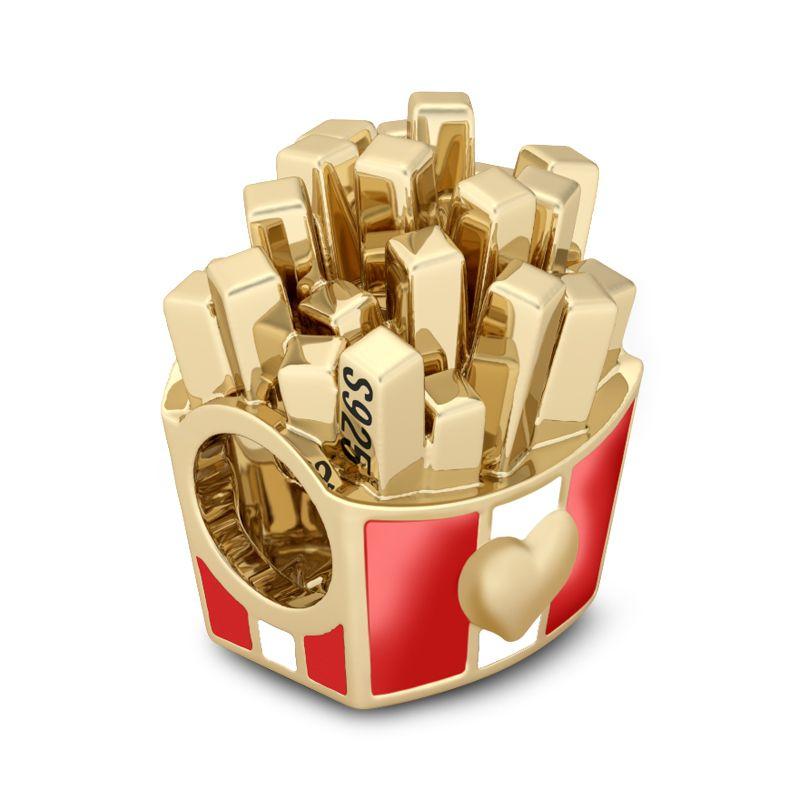 Newcopper French Fries Milk Cake Hamburger Charms Diy Dangle Bead Fit Original Pendant Bracelet Necklace Fashion Jewelry