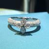 925 Silver Classic Four-Leaf Clover Shape Morganite Jewelry - Fashion Full Zircon Ring Wedding Engagement Anniversary Gift