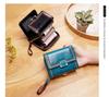 2025 Women's Retro Oil Wax Leather Accordion Wallet - Multi-Card Slot, Zipper, Short Style