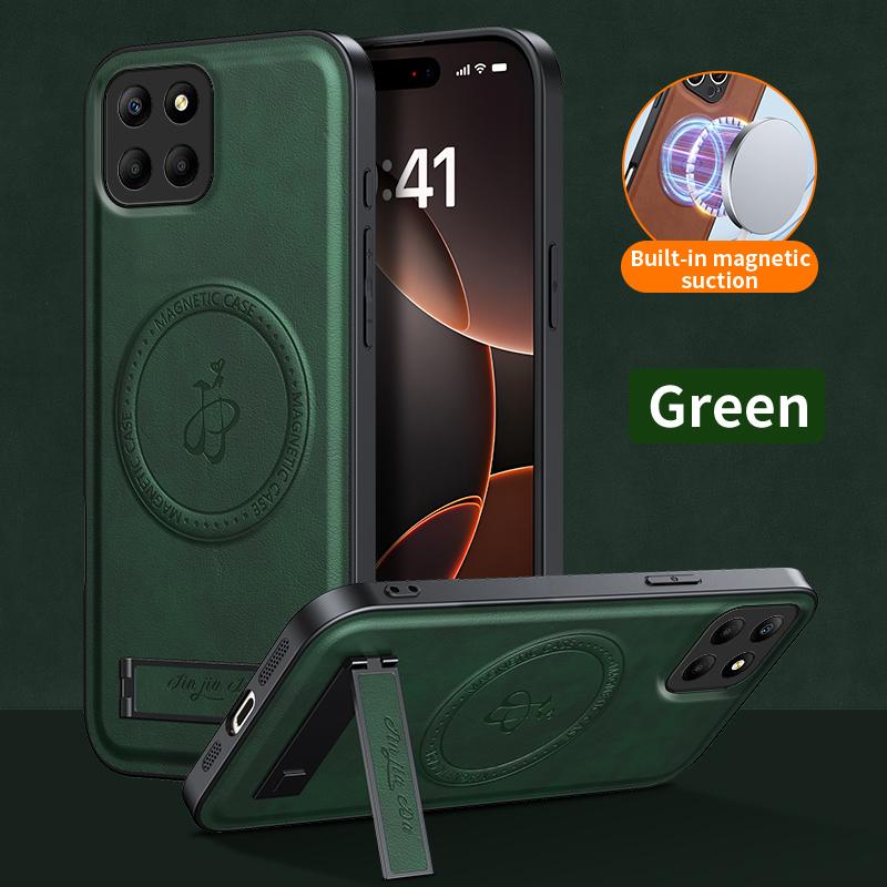 

Магнитный держатель Подставка Кожаный чехол для телефона Для Honor X7C X8B X8C X9C X9B X9A 400 200 Magic 7 Pro Lite Беспроводная зарядка Чехол с логотипом Honor X8c