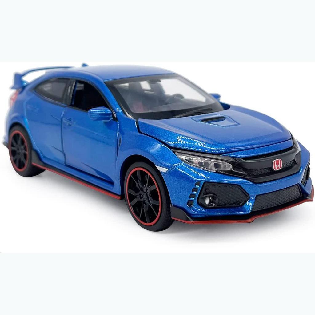 1:32 Scale 2017 Honda Civic Type-R Diecast Model Car Toy with Doors Open Light and Sound for Kids Boys Girls Adults Men Collection