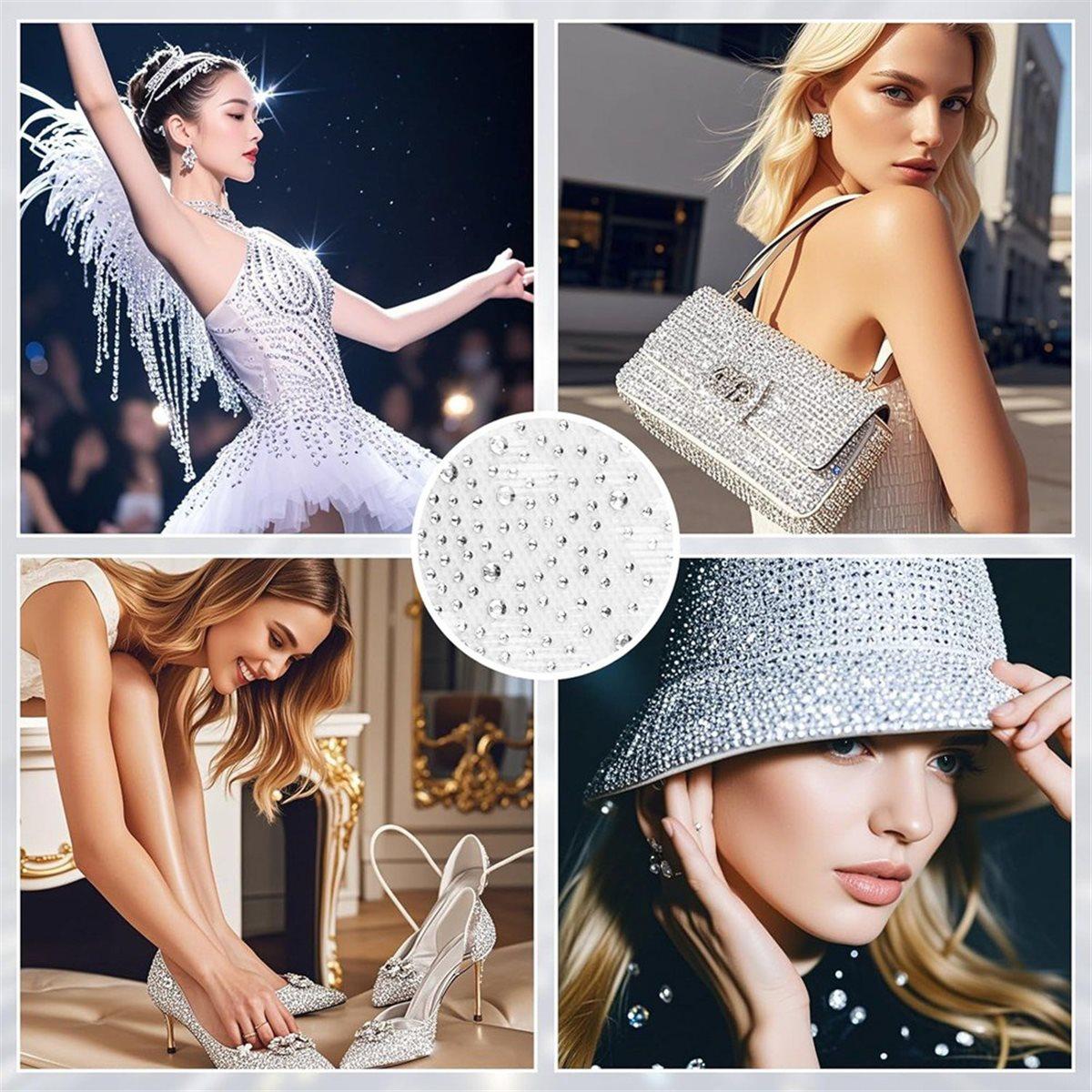 

12 Sheets Iron on Rhinestone Transfers - Glitter Hotfix Crystal Decals, Flat Round Diamonds Patches for Clothing DIY China Mainland