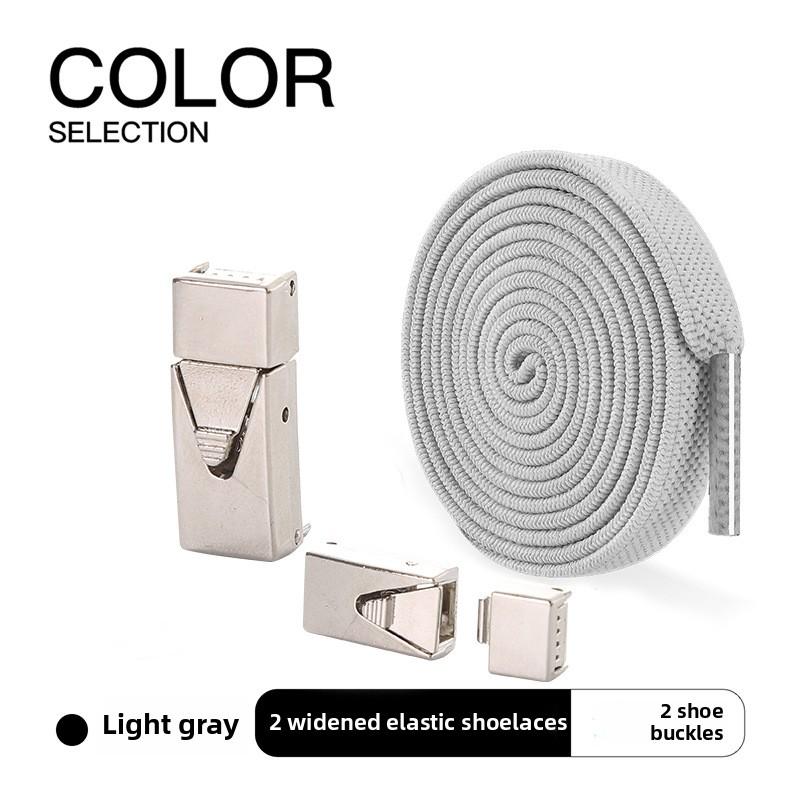 1pairs Wide Elastic Flat Straps with Metal Press Buckles - No Need To Tie Lazy Shoelaces, Lightweight Elastic Shoelaces Suitable for Sports Shoes